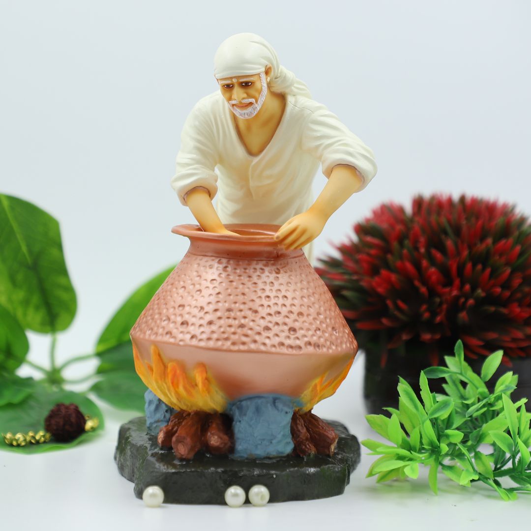 Hemant art Shirdi Sai Baba Idol Cooking Food Statue Handi Murti - 8.5 Inche
